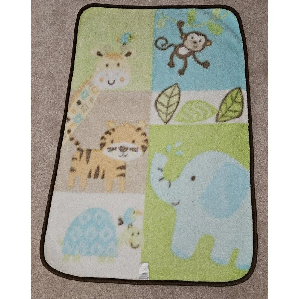Garanimals Fleece Baby Blanket 30x45 Giraffe Elephant Monkey Tiger Turtle Bird
